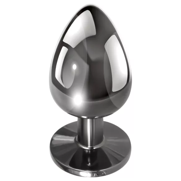 Evolved - plug anal metálico com pedra preta - conjunto prata