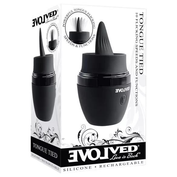 Evolved Tongue Tied - vibrador com língua recarregável (preto)