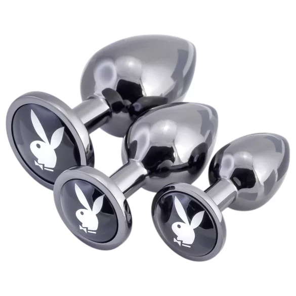 Playboy - plug anal set - 3 peças - cor prata