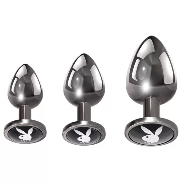 Playboy - plug anal set - 3 peças - cor prata