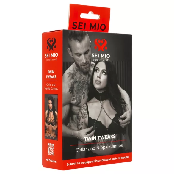 Sei Mio - coleira com clipes para mamilos - preto