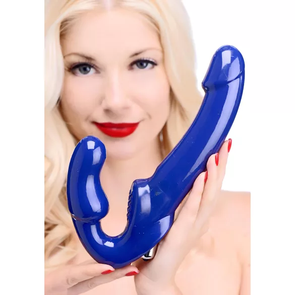 Strap U Revolver II - vibrador com cinta dupla penetração - silicone azul