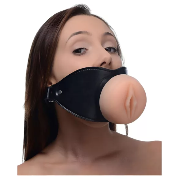 Master Series - mordaça com formato de vagina - silicone cor natural