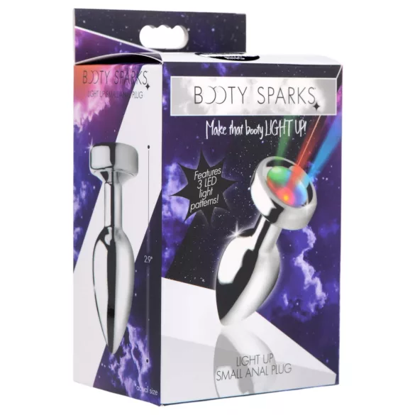 Booty Sparks - plug anal iluminado - pequeno - prata