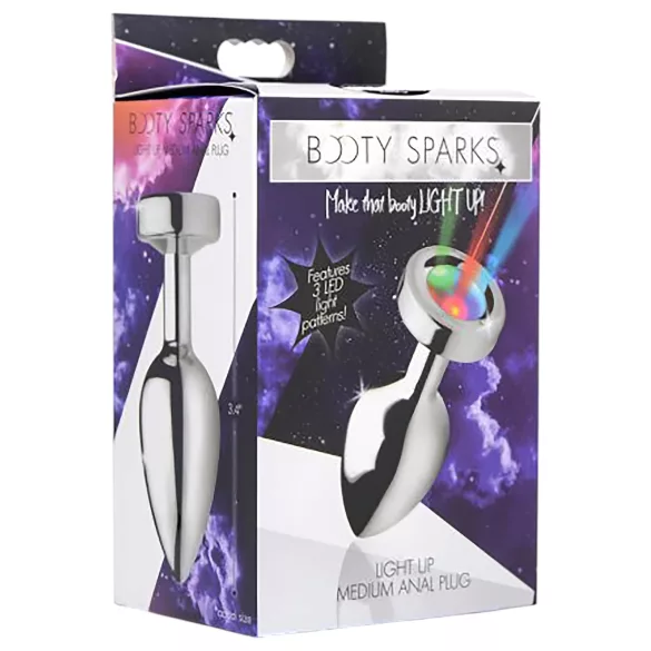 Booty Sparks - plug anal luminoso - médio - prata