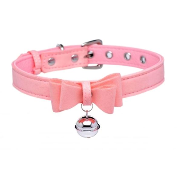 Coleção Master Golden Kitty - colar com sino e laço (rosa)
