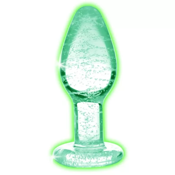 Booty Sparks Glow in the Dark S - plug anal de vidro (transparente)