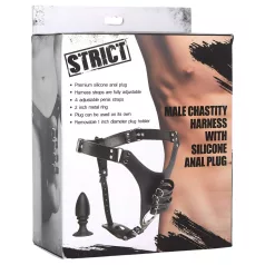 Strict - cinto de castidade masculino com plug anal - preto