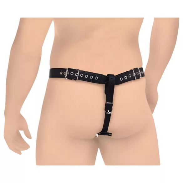 Strict - cinto de castidade masculino com plug anal - preto