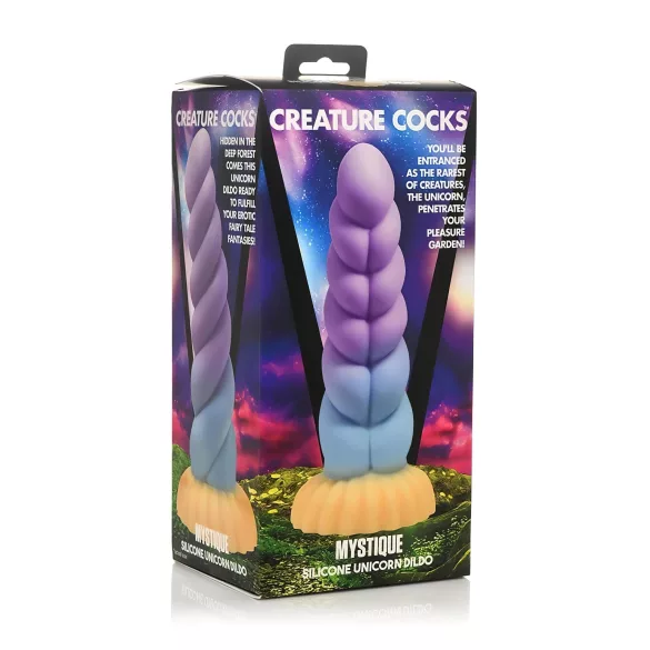 Creature Cocks Mystique - dildo unicórnio - 21cm - roxo e amarelo
