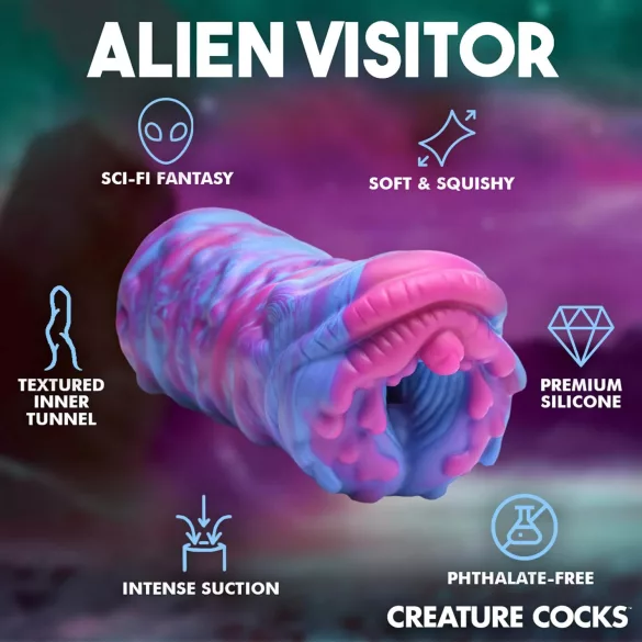 Creature Cocks Cyclone - masturbador masculino alienígena - silicone roxo rosa