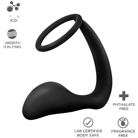 Anal Adventures Platinum - plug anal com anel peniano - silicone preto