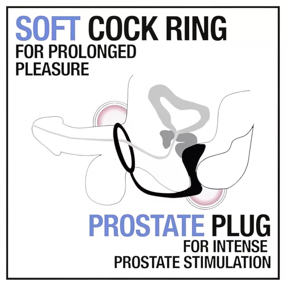 Anal Adventures Platinum - plug anal com anel peniano - silicone preto