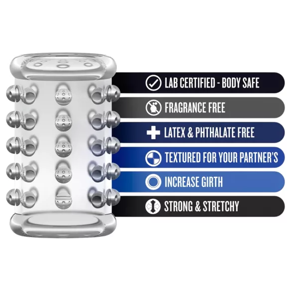 Stay Hard - anel peniano texturizado pontilhado - silicone transparente