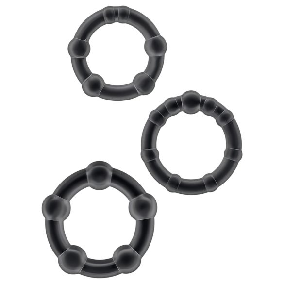 Conjunto de anéis para pénis Stay Hard (preto)