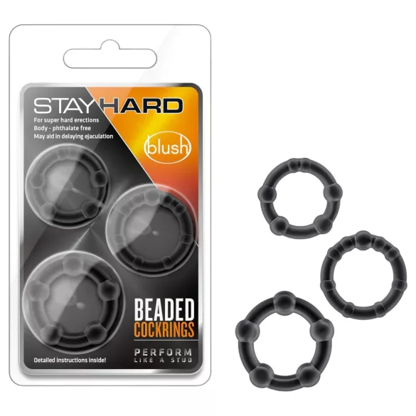 Stay Hard - anel peniano kit - silicone preto