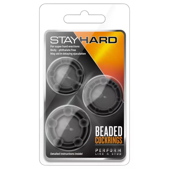 Stay Hard - anel peniano kit - silicone preto