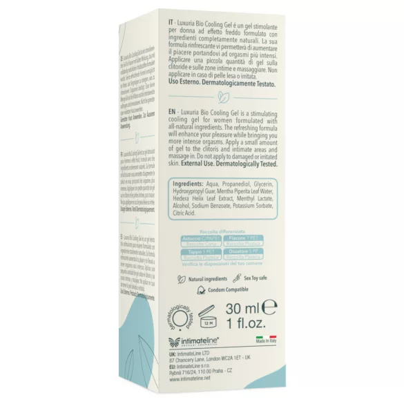 Intimateline Luxuria BIO - gel excitante refrescante para mulheres (30 ml)