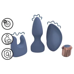   Loveline - vibrador com cabeças intercambiáveis, conjunto (azul‑cinzento)