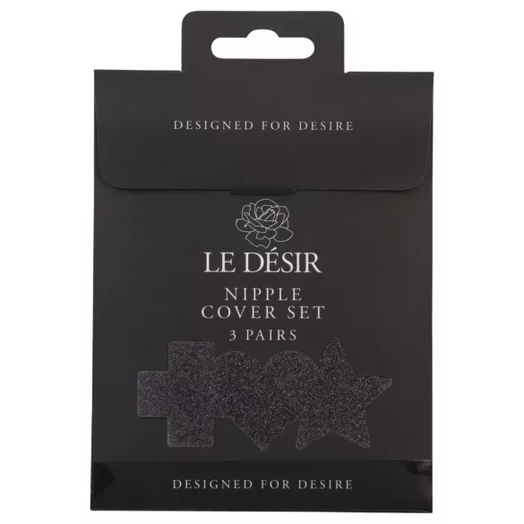 Le Désir - conjunto de adesivos para mamilos - 3 pares (preto)