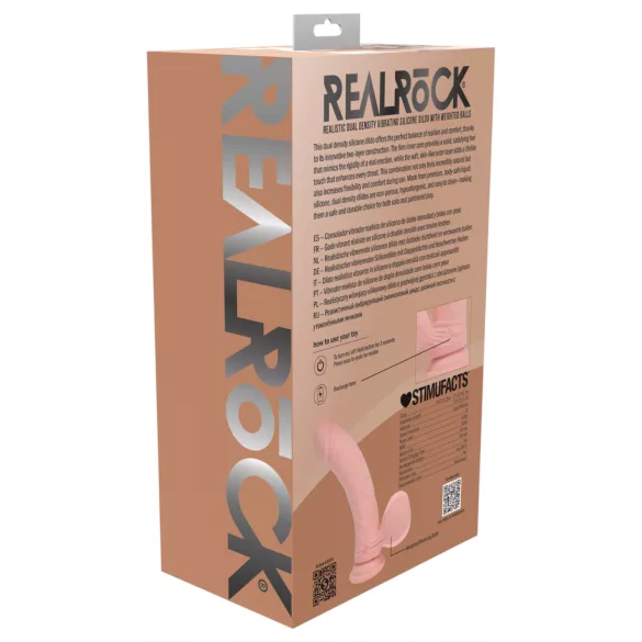 RealRock - vibrador realista de dupla densidade (cor de pele) - 15 cm