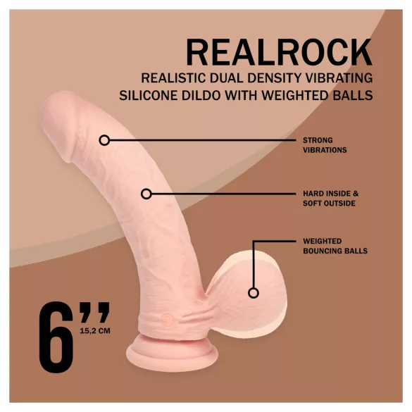 RealRock - vibrador realista de dupla densidade (cor de pele) - 15 cm