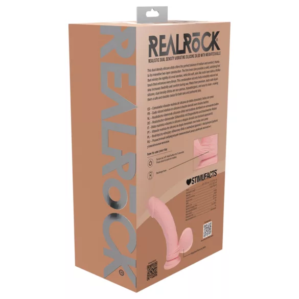 RealRock - vibrador realista de dupla densidade (cor da pele) - 20 cm