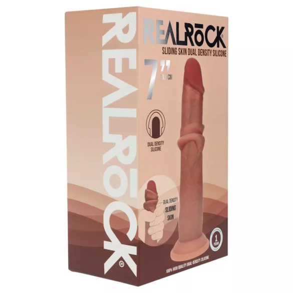 RealRock - dildo realista de dupla densidade (bronzeado) - 18,5 cm