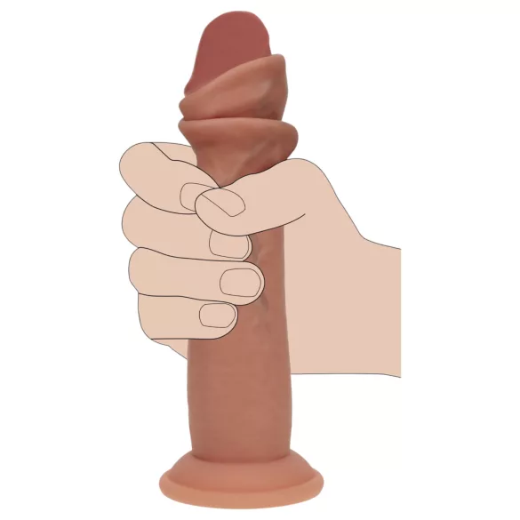 RealRock - dildo realista de dupla densidade (bronzeado) - 18,5 cm