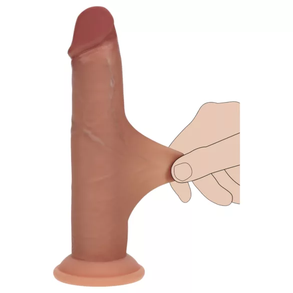 RealRock - dildo realista de dupla densidade (bronzeado) - 18,5 cm