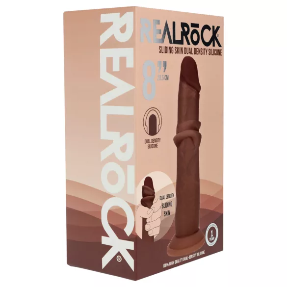 RealRock - dildo realista de dupla densidade (castanho) - 20,5 cm
