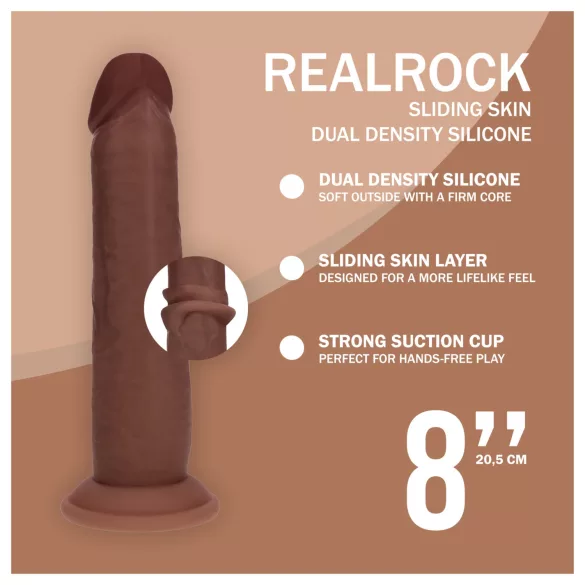 RealRock - dildo realista de dupla densidade (castanho) - 20,5 cm