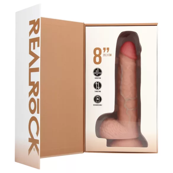 RealRock - vibrador com ventosa e movimento de pressão - pele - 20,5cm