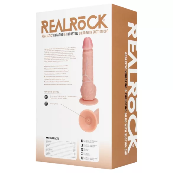 RealRock - vibrador com ventosa e movimento de pressão - pele - 20,5cm