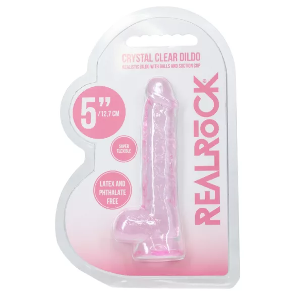RealRock - dildo realista com testículos (rosa) - 12,7 cm