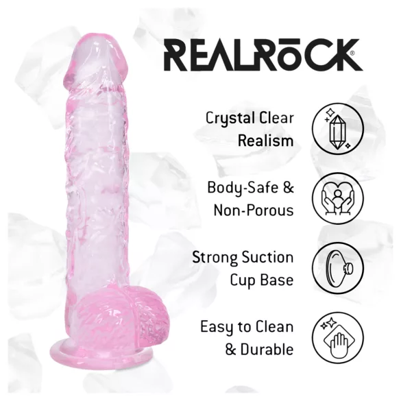 RealRock - dildo realista com testículos (rosa) - 12,7 cm