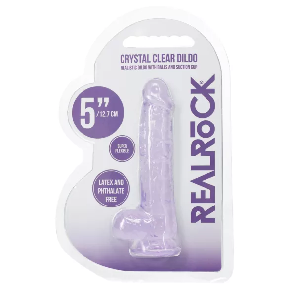 RealRock - dildo realista com testículos (roxo) - 12,7 cm