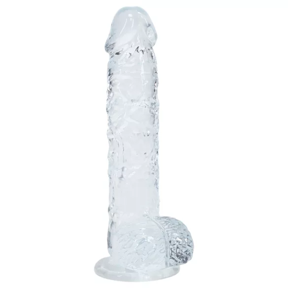 RealRock - dildo realístico com testículos (transparente) - 12,7 cm