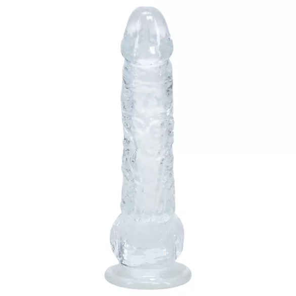 RealRock - dildo realístico com testículos (transparente) - 12,7 cm