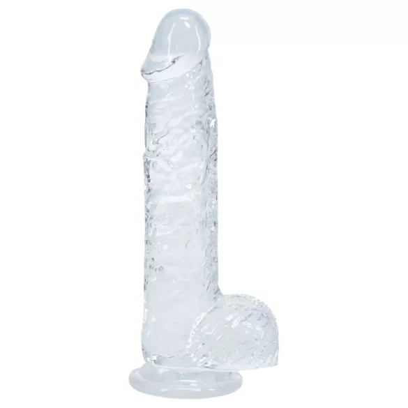 RealRock - dildo realístico com testículos (transparente) - 12,7 cm