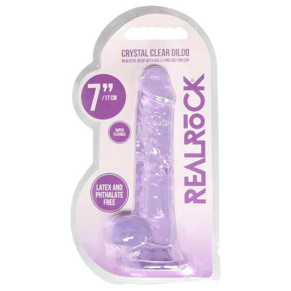 REALROCK - Dildo Realista Transparente - Roxo (17cm)
