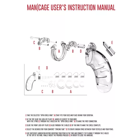 ManCage - Modelo 13 gaiola para pênis (transparente) - 6,5 cm
