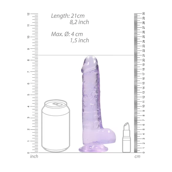 RealRock - dildo realístico transparente - roxo 19cm