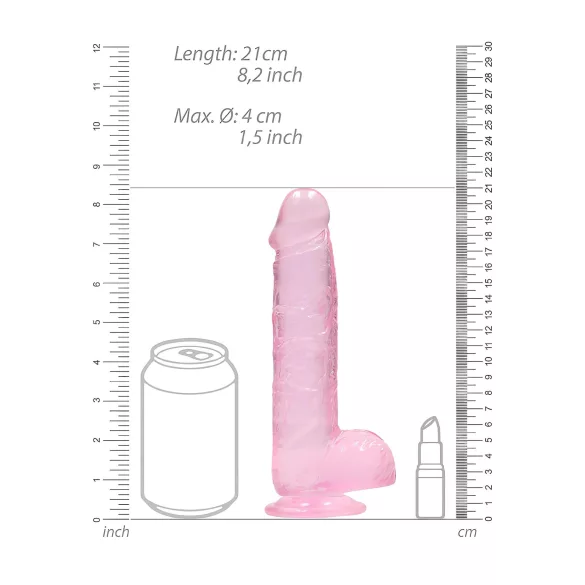 RealRock - dildo realístico transparente - rosa 19cm