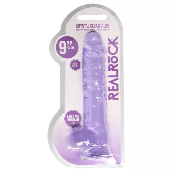 RealRock - dildo realístico transparente - roxo 22cm