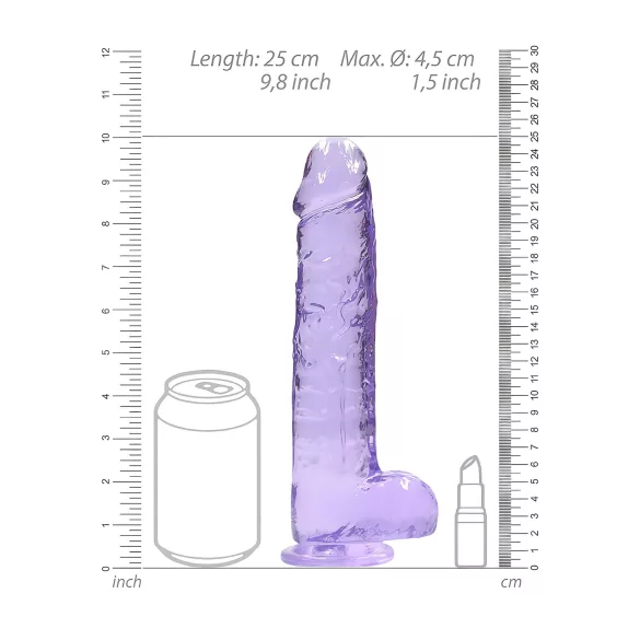 RealRock - dildo realístico transparente - roxo 22cm