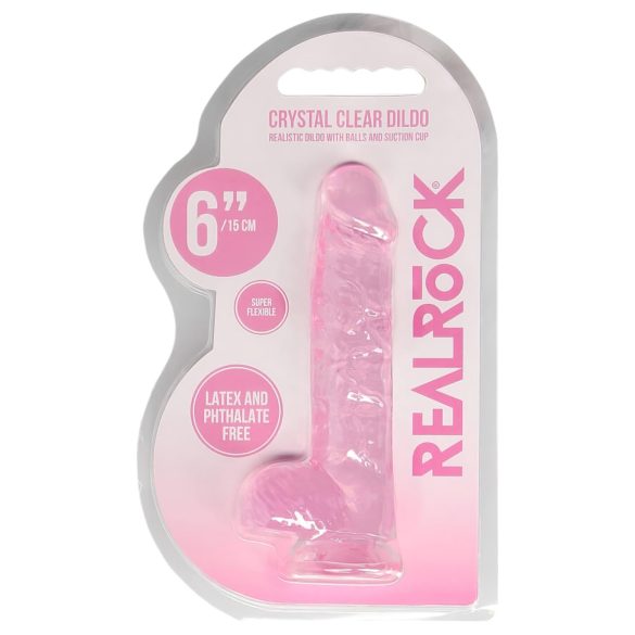 REALROCK - Dildo Realista Transparente - Rosa (15cm)