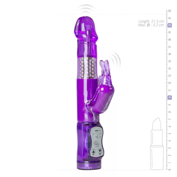 Easytoys - vibrador rabbit com pérolas rotativas e estimulador clitoriano - roxo