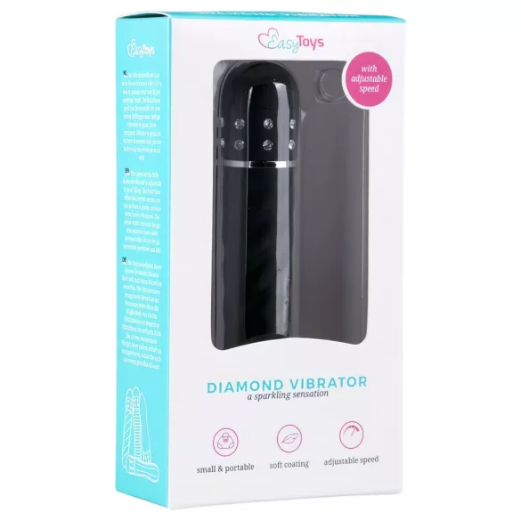 Easytoys Diamond Twirled - vibrador bastão texturizado - silicone preto