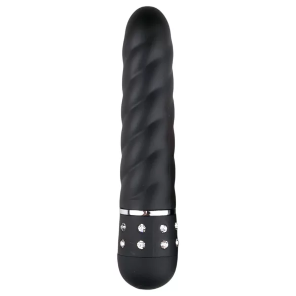 Easytoys Diamond Twirled - vibrador bastão texturizado - silicone preto